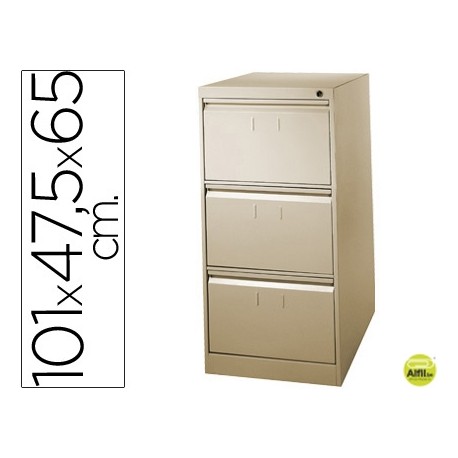 FICHERO CAJONES DE SUELO METALICO DE 3 CAJONES 101 ALTO,65 PROF. 47,5 ANCHO COLOR BEIGE N.34