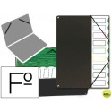 CARPETA CLASIFICADOR TAPA DE PLASTICO PARDO FOLIO -9 DEPARTAMENTOS NEGRO