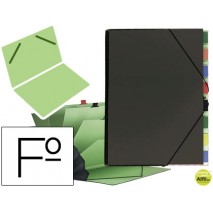 CARPETA CLASIFICADOR CARTON COMPACTO PARDO FOLIO -9 DEPARTAMENTOS NEGRO
