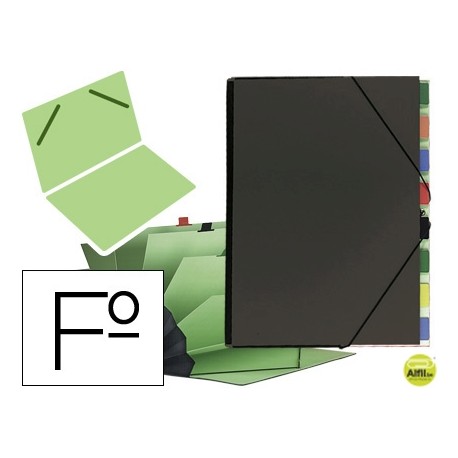 CARPETA CLASIFICADOR CARTON COMPACTO PARDO FOLIO -9 DEPARTAMENTOS NEGRO