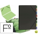 CARPETA CLASIFICADOR CARTON COMPACTO PARDO FOLIO -9 DEPARTAMENTOS NEGRO