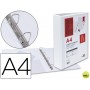 CARPETA CANGURO 4 ANILLAS MIXTAS 40MM LIDERPAPEL A4 PLASTICO BLANCA