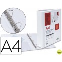CARPETA CANGURO 4 ANILLAS MIXTAS 55MM LIDERPAPEL A4 PLASTICO BLANCA