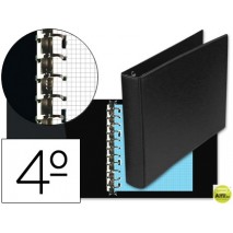CARPETA MULTIFIN ALFA 3002-M 11 ANILLAS 25 MM PLASTICO CUARTO NEGRO
