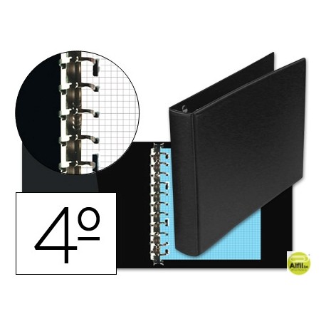 CARPETA MULTIFIN ALFA 3002-M 11 ANILLAS 25 MM PLASTICO CUARTO NEGRO