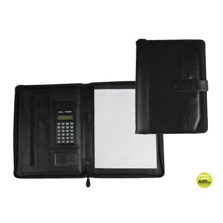 CARPETA PORTAFOLIOS 35-857-NE NEGRA 350X260 MM CON CREMALLERA CON CALCULADORA-CON DEPARTAMENTOS INTE