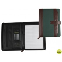 CARPETA PORTAFOLIOS 35-857-MV MARRON/VERDE 350X260 MM CON CREMALLERA CON CALCULADORA-CON DEPARTAMENT