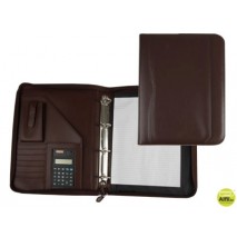CARPETA PORTAFOLIOS 45-848 MARRON 260X355 MM CREMALLERA 4 ANILLAS 40 MM CALCULADORA CON BOLSA PARA M