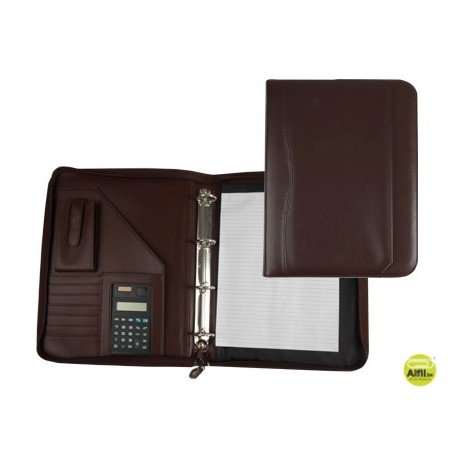 CARPETA PORTAFOLIOS 45-848 MARRON 260X355 MM CREMALLERA 4 ANILLAS 40 MM CALCULADORA CON BOLSA PARA M