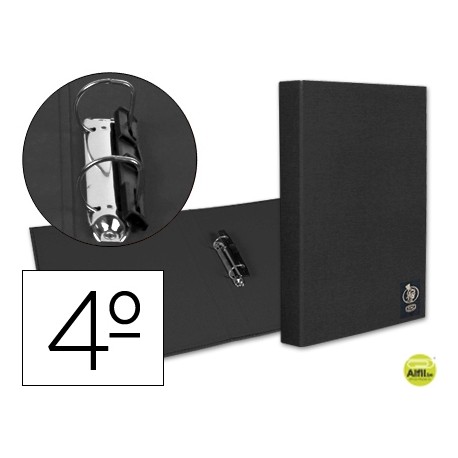 CARPETA LIDERPAPEL 2 ANILLAS 25 MM PLASTICO CUARTO NEGRA