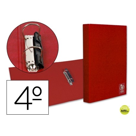 CARPETA LIDERPAPEL 2 ANILLAS 25 MM PLASTICO CUARTO ROJA