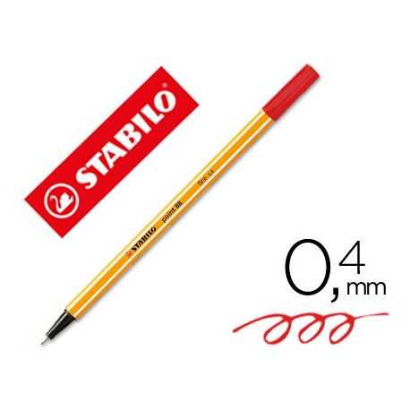 ROTULADOR STABILO PUNTA DE FIBRA POINT 88 ROJO 0,4 MM