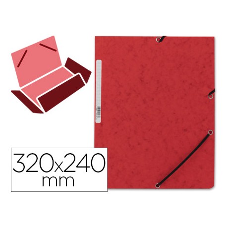 CARPETA Q-CONNECT GOMAS KF02165 CARTON SIMIL-PRESPAN SOLAPAS 320X243 MM ROJA