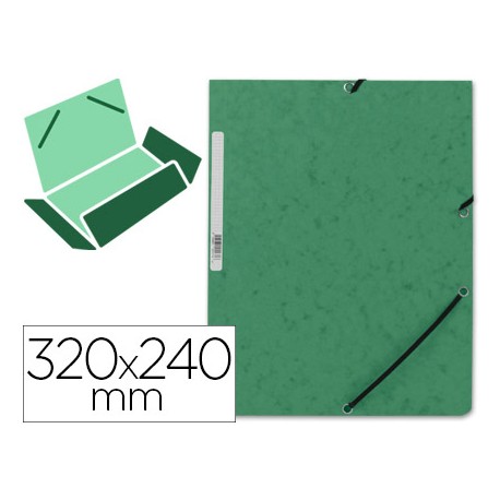 CARPETA Q-CONNECT GOMAS KF02168 CARTON SIMIL-PRESPAN SOLAPAS 320X243 MM VERDE