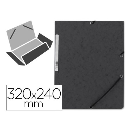 CARPETA Q-CONNECT GOMAS KF02169 CARTON SIMIL-PRESPAN SOLAPAS 320X243 MM NEGRA