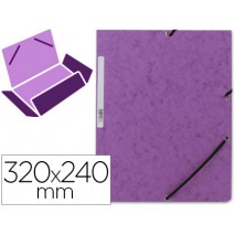 CARPETA Q-CONNECT GOMAS KF02171 CARTON SIMIL-PRESPAN SOLAPAS 320X243 MM VIOLETA