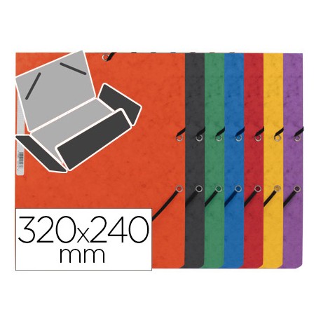 CARPETA Q-CONNECT GOMAS KF02174 CARTON SIMIL-PRESPAN SOLAPAS 320X243 MM SURTIDAS ROJA-AMARILLA-AZUL-