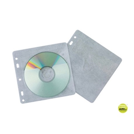 SOBRE PARA 2 CD Q-CONNECT POLIPROPILENO CON SOLAPA MULTITALADRO Y FORRO PROTECTOR