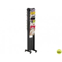 EXPOSITOR FAST-PAPERFLOW DE SUELO MOVIL DIN A4 NEGRO 16 ESTANTES 165X30,2X38,2 CM