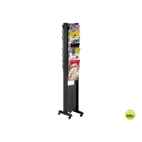 EXPOSITOR FAST-PAPERFLOW DE SUELO MOVIL DIN A4 NEGRO 16 ESTANTES 165X30,2X38,2 CM