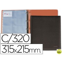 TARJETERO PARDO FOLIO PARA 320 TARJETAS SIMIL-PIEL NEGRO