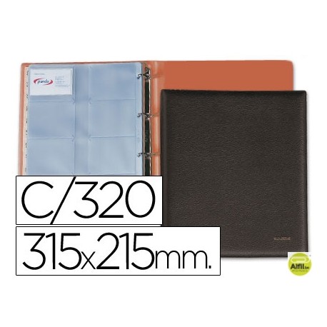 TARJETERO PARDO FOLIO PARA 320 TARJETAS SIMIL-PIEL NEGRO