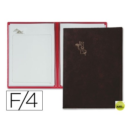 PORTA MENUS PARDO 4 FUNDAS CON LAMINAS LITOGRAFIADAS NEGRO