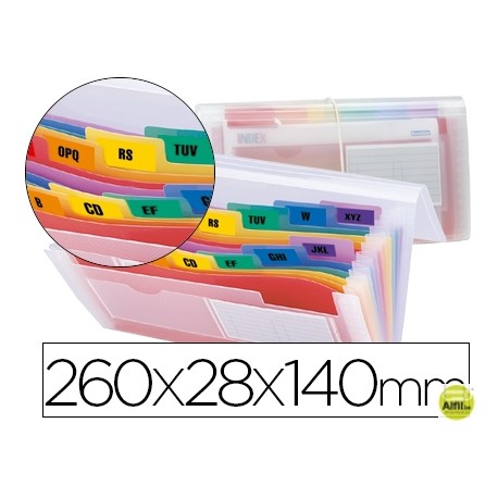 CARPETA BEAUTONE CLASIFICADOR FUELLE 43804 POLIPROPILENO PARA LETRAS Y CHEQUES TTE. -SPECTRAFILE 13
