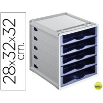 FICHERO CAJONES DE SOBREMESA OFFISYS -1067 28X32X32 CM -5 CAJONES AZUL INDIGO -APILABLE