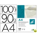 PAPEL VERJURADO LIDERPAPEL A4 90G/M2 BLANCO PAQUETE DE 100