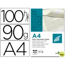 PAPEL VERJURADO LIDERPAPEL A4 90G/M2 CREMA PAQUETE DE 100