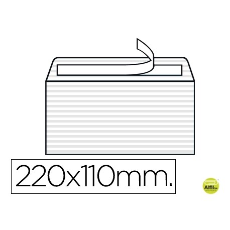 SOBRE LIDERPAPEL VERJURADO BLANCO 120 GR TIRA SILICONA 110X220MM