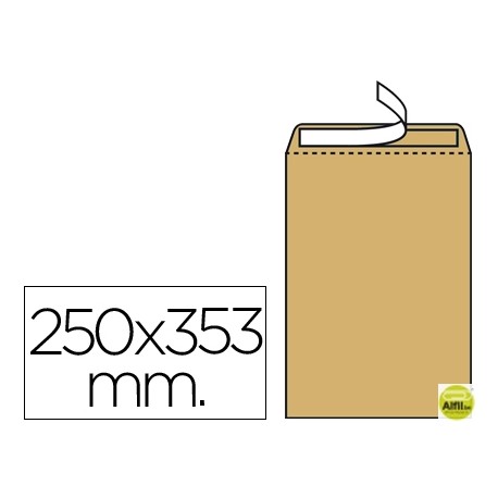 SOBRE LIDERPAPEL BOLSA N.11 KRAFT FOLIO PROLONGADO 250X353MM TIRA DE SILICONA