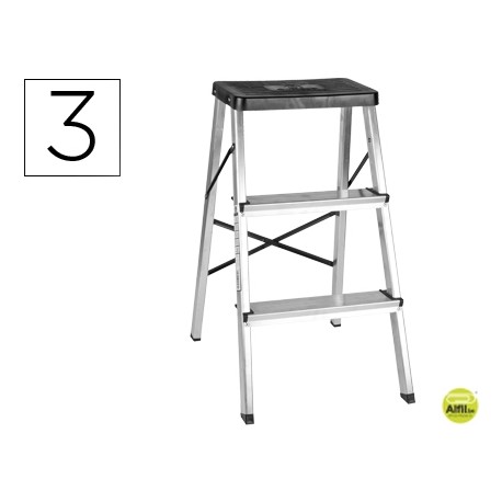ESCALERA Q-CONNECT DE ALUMINIO3 PELDAÑOS 690X435X660 MM PESO MAXIMO 150 KG EN-131