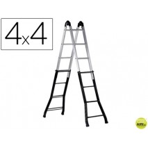 ESCALERA TELESCOPICA DE ACERO Y ALUMINIO DE 4+4+4+4 PELDAÑOSCON TRATAMIENTO DE SUPERFICIE EPOXI