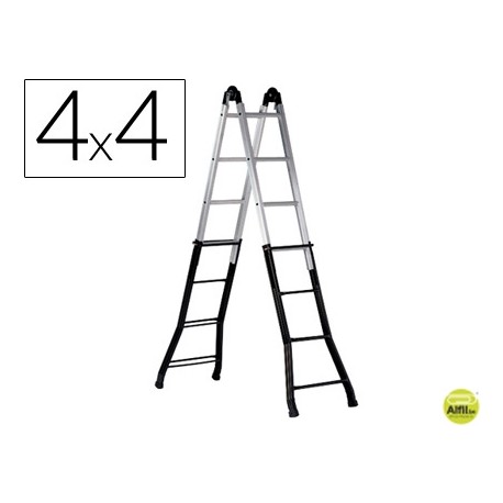 ESCALERA TELESCOPICA DE ACERO Y ALUMINIO DE 4+4+4+4 PELDAÑOSCON TRATAMIENTO DE SUPERFICIE EPOXI