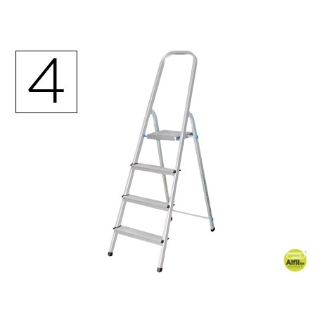 ESCALERA Q-CONNECT DE ALUMINIO4 PELDAÑOS 860X462X1470 MM PESO MAXIMO 150 KG EN-131