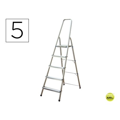 ESCALERA Q-CONNECT DE ALUMINIO5 PELDAÑOS 1062X483X1675 MM PESO MAXIMO 150 KG EN-131