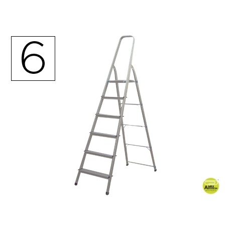 ESCALERA Q-CONNECT DE ALUMINIO6 PELDAÑOS 1203X510X1895 MM PESO MAXIMO 150 KG EN-131
