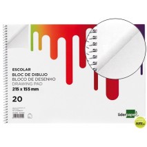 BLOC DIBUJO LIDERPAPEL ESCOLAR ESPIRAL 155X215MM 20 HOJAS 90G/M2 SIN RECUADRO