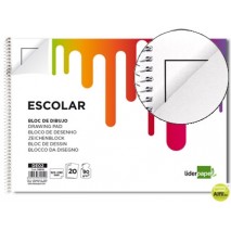 BLOC DIBUJO LIDERPAPEL ESCOLAR ESPIRAL 230X325MM 20 HOJAS 90G M2 CON RECUADRO