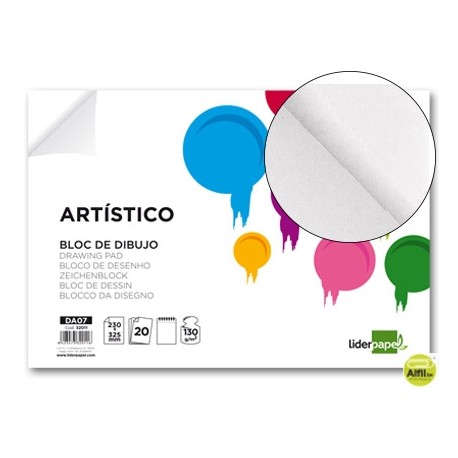 BLOC DIBUJO LIDERPAPEL ARTISTICO ENCOLADO 230X325MM 20 HOJAS 130G/M2 SIN RECUADRO