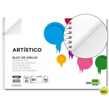 BLOC DIBUJO LIDERPAPEL ARTISTICO ESPIRAL 230X325MM 20 HOJAS 130G/M2 SIN RECUADRO 2 TALADROS