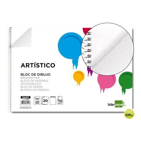 BLOC DIBUJO LIDERPAPEL ARTISTICO ESPIRAL 230X325MM 20 HOJAS 130G/M2 SIN RECUADRO 2 TALADROS
