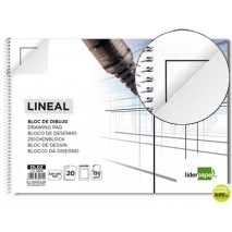 BLOC DIBUJO LIDERPAPEL LINEAL ESPIRAL 230X325MM 20 HOJAS 130G/M2 CON RECUADRO