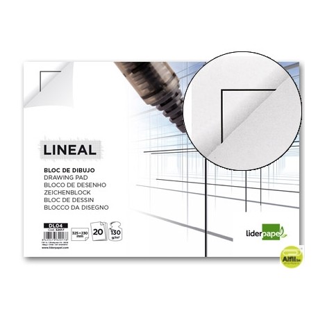BLOC DIBUJO LIDERPAPEL LINEAL ENCOLADO 230X325MM 20 HOJAS 130G/M2 CON RECUADRO
