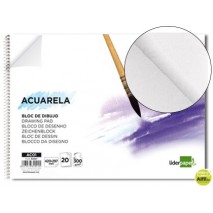 BLOC DIBUJO LIDERPAPEL ACUARELA ESPIRAL 297X420MM 10 HOJAS 300G/M2 SIN RECUADRO