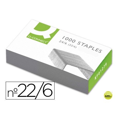 GRAPAS Q-CONNECT NÌ 22/6 24/6 -GALVANIZADAS -CAJA DE 1000