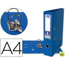 ARCHIVADOR DE PALANCA LIDERPAPEL A4 DOCUMENTA FORRADO PVC CON RADO LOMO 75MM AZUL COMPRESOR METALICO