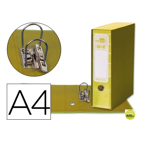 ARCHIVADOR DE PALANCA LIDERPAPEL A4 FILING SYSTEM FORRADO SIN RADO LOMO 80MM AMARILLO CON CAJA Y COM